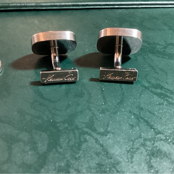 Leather and silver tone Kenneth Kole Cuff links - Picture 3 of 3